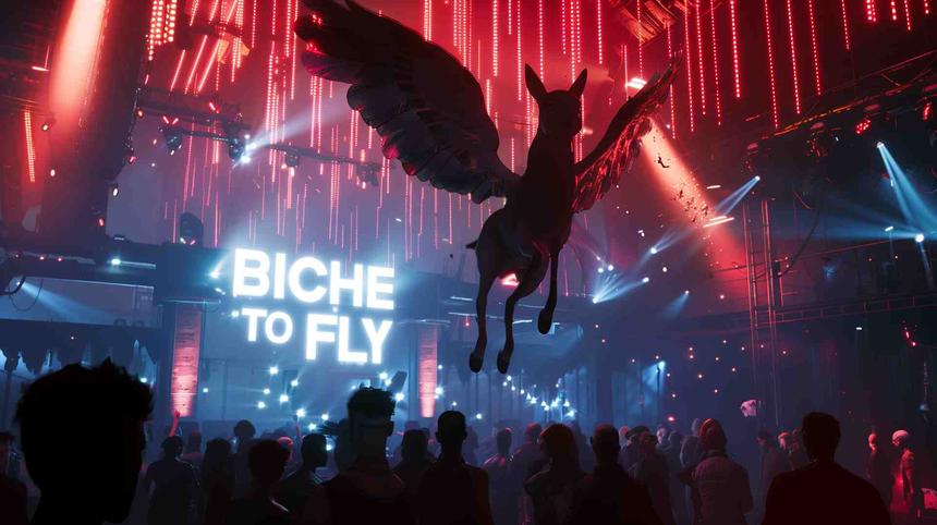 Biche To Fly Foxy — œuvre d'art animalier humoristique Ouafish