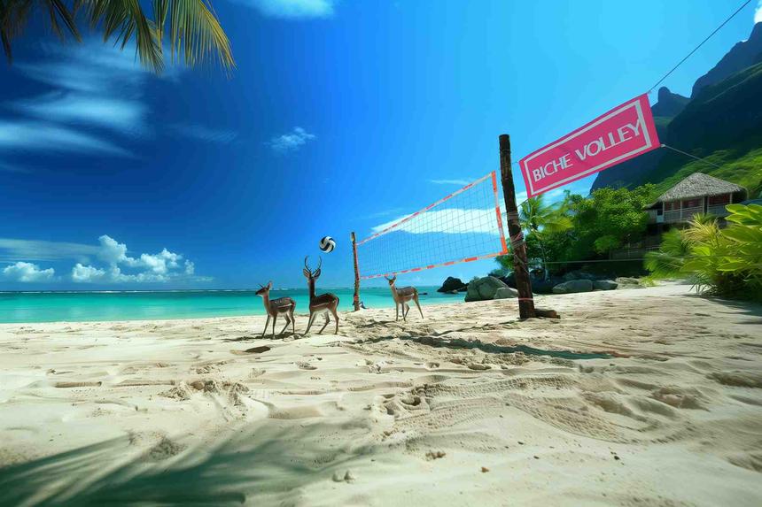 Biche Volley de Honolulu — œuvre d'art animalier humoristique Ouafish