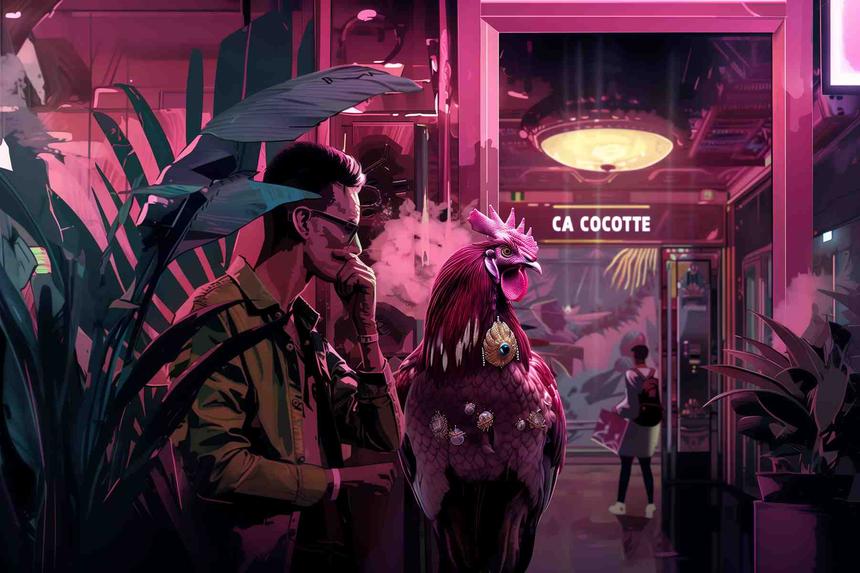 Ca Cocotte mon Coq — œuvre d'art animalier humoristique Ouafish