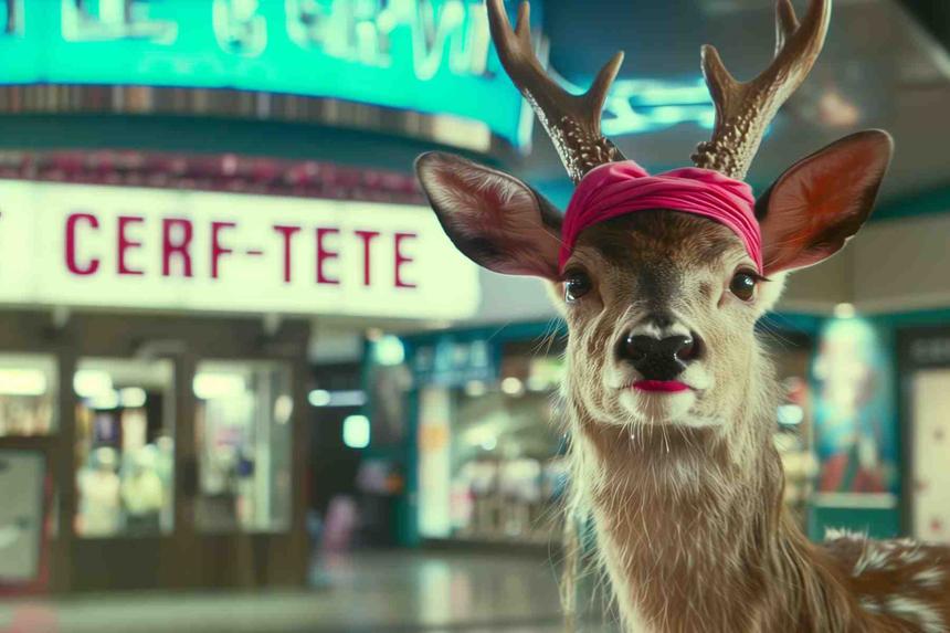 Cerf-tête Elsa — œuvre d'art animalier humoristique Ouafish