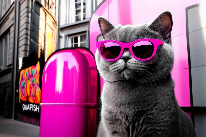 Chat Dégaine — œuvre d'art animalier humoristique Ouafish