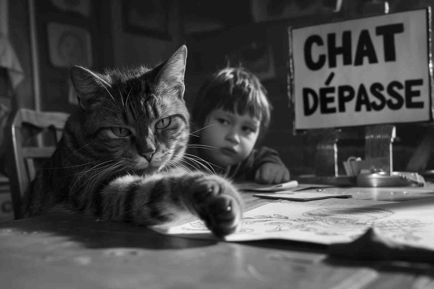 Chat Dépasse Mario — œuvre d'art animalier humoristique Ouafish