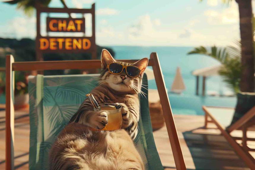 Chat Détend Bien — œuvre d'art animalier humoristique Ouafish