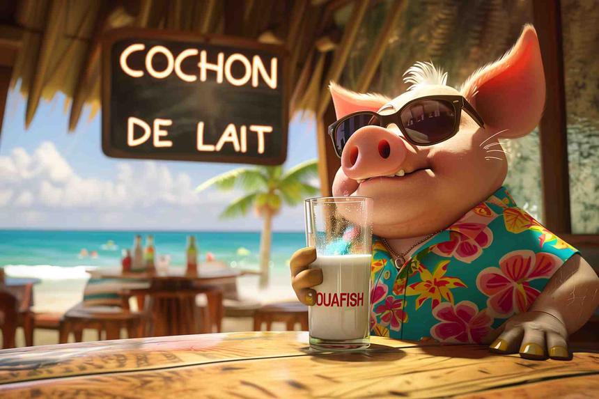 Cochon de Lait Arhumatisé — œuvre d'art animalier humoristique Ouafish