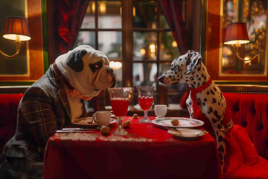 En Gueule à Gueule avant l'Hôtel — œuvre d'art animalier humoristique Ouafish