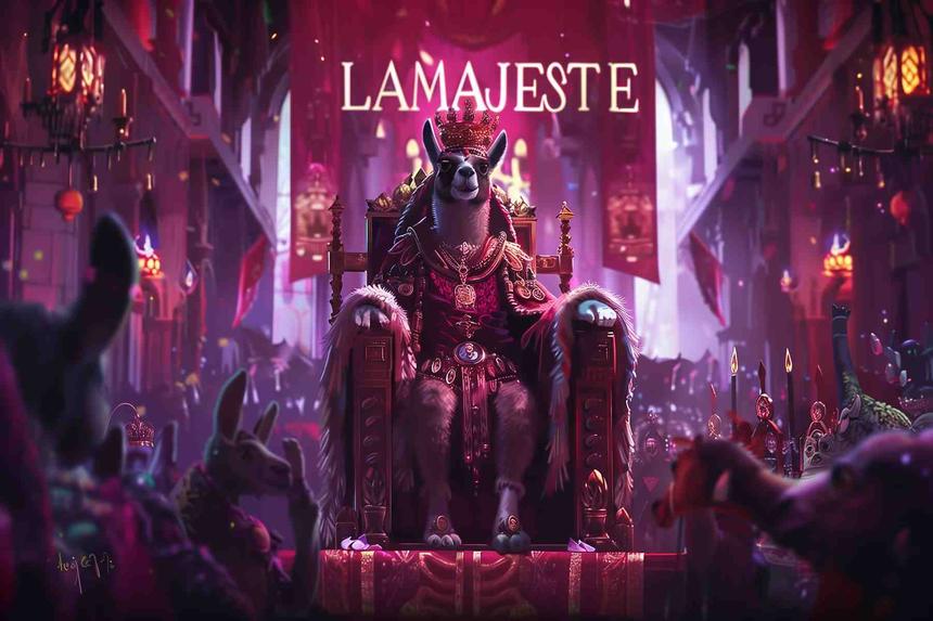 Lamajesté Corinne — œuvre d'art animalier humoristique Ouafish