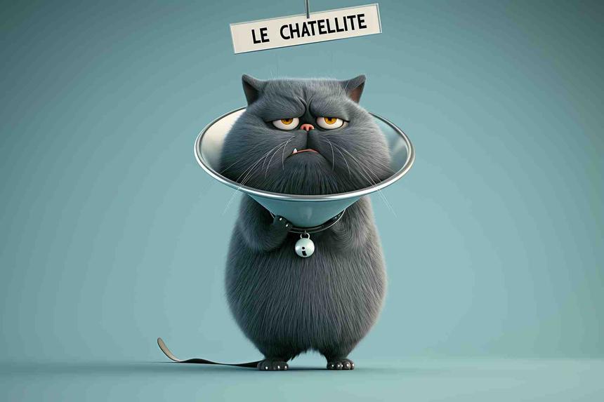 Le Chatellite Nouba — œuvre d'art animalier humoristique Ouafish