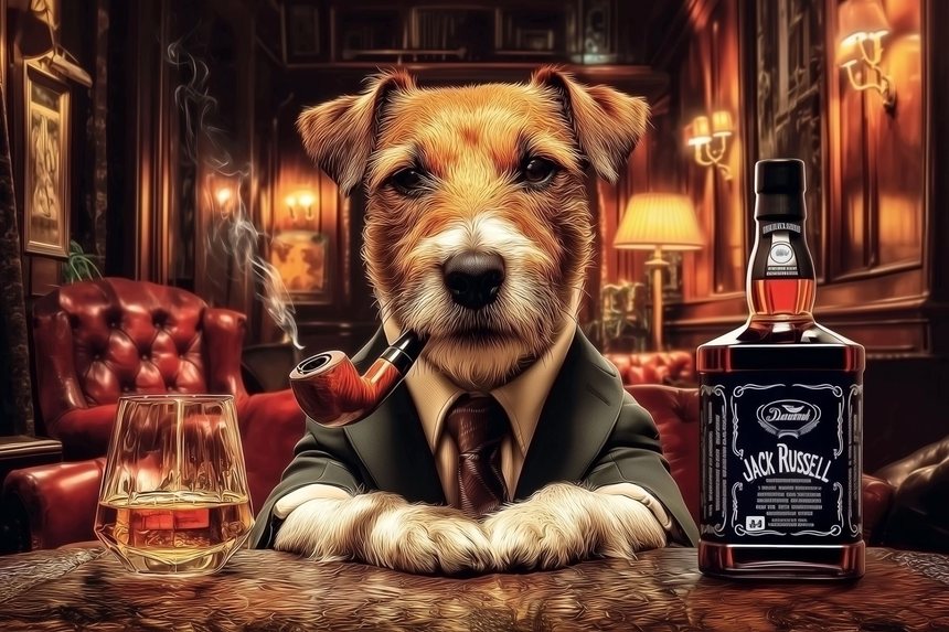 Le Jack Russell N°7 — œuvre d'art animalier humoristique Ouafish