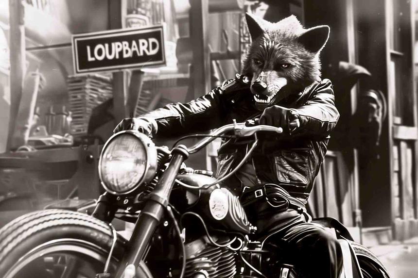 Le Loupbard — œuvre d'art animalier humoristique Ouafish
