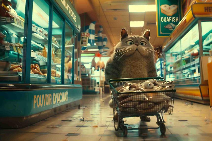 Le Pouvoir d'Achat Cashou — œuvre d'art animalier humoristique Ouafish