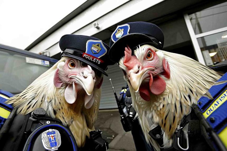 Les Poulets Marinés — œuvre d'art animalier humoristique Ouafish