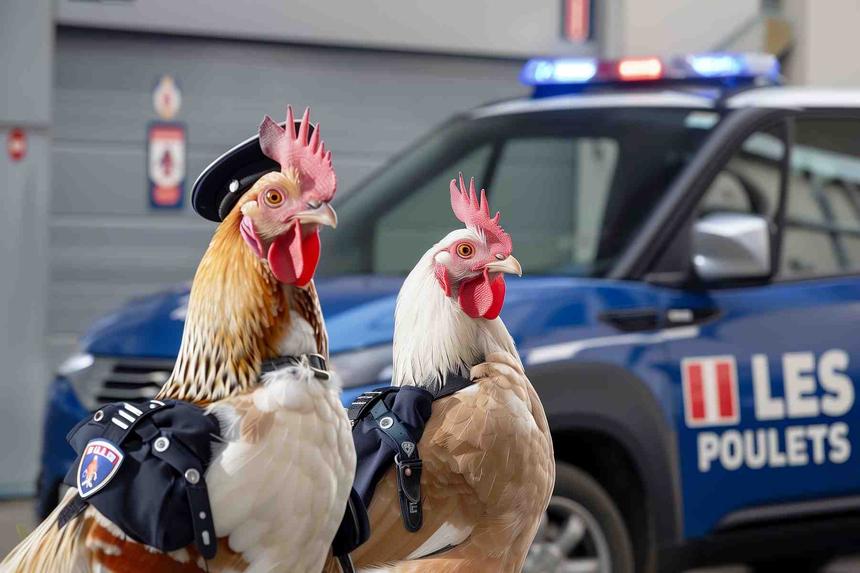 Les Poulets Sautés — œuvre d'art animalier humoristique Ouafish