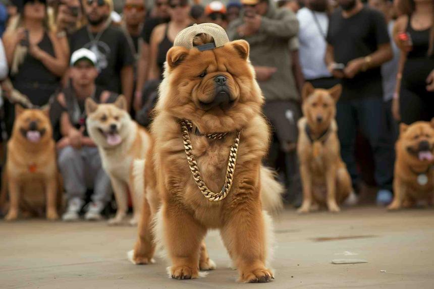 Lil Chow-chow  Youpi Yo Youpi Yé — œuvre d'art animalier humoristique Ouafish