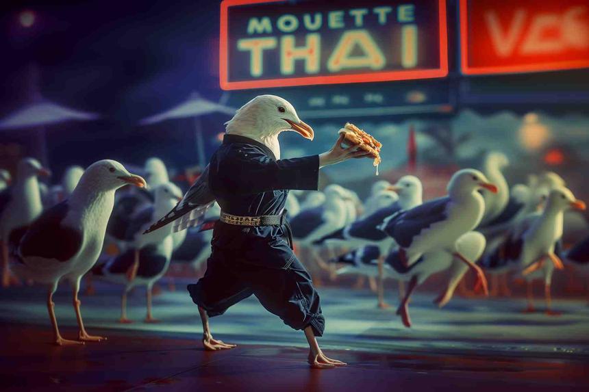 Mouette Thaï Heian Shodan — œuvre d'art animalier humoristique Ouafish