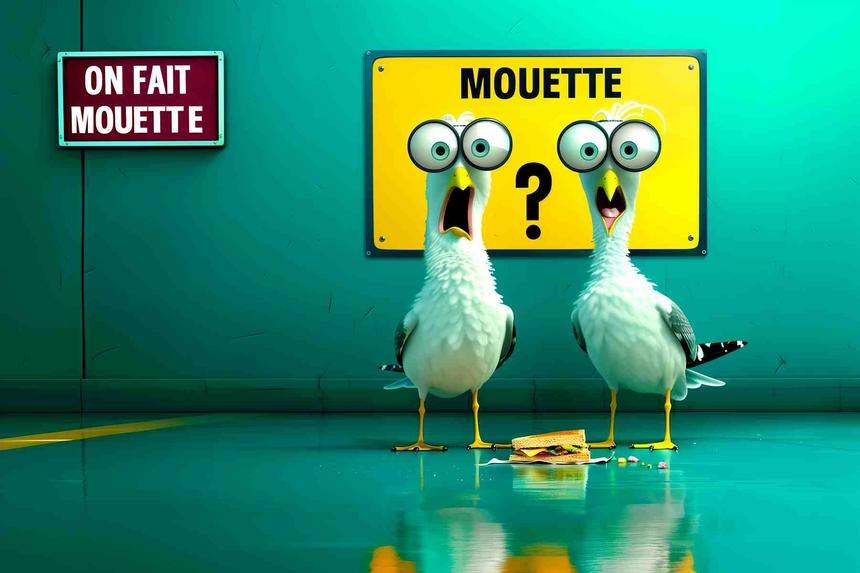On fait Mouette Mouette  Non — œuvre d'art animalier humoristique Ouafish