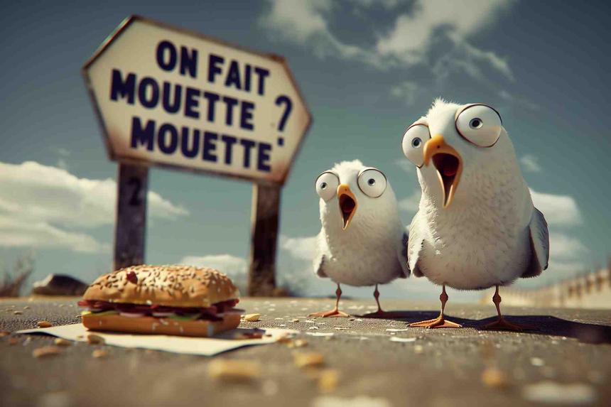 On fait Mouette Mouette  Ouaiii — œuvre d'art animalier humoristique Ouafish