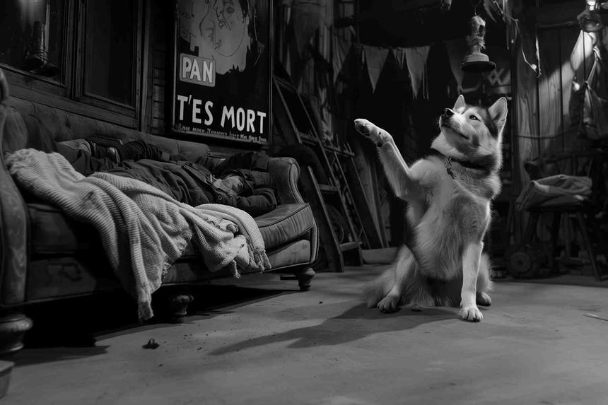 Pan t'es mort dans le Film — œuvre d'art animalier humoristique Ouafish