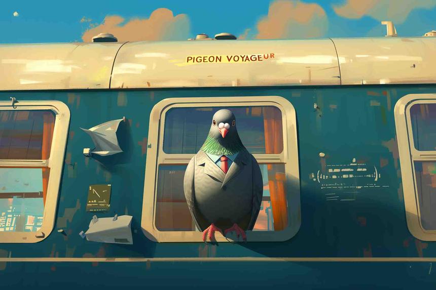 Pigeon Voyageur Pékin — œuvre d'art animalier humoristique Ouafish