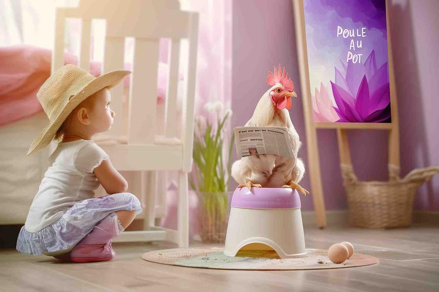 Poule au Pot Collante — œuvre d'art animalier humoristique Ouafish