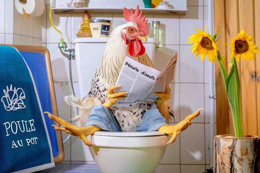 Poule au Pot Grasse — œuvre d'art animalier humoristique Ouafish
