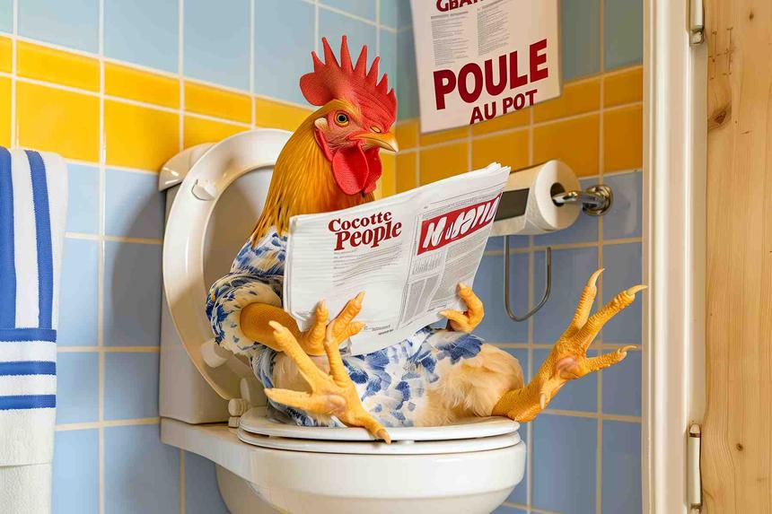 Poule au Pot Molle — œuvre d'art animalier humoristique Ouafish