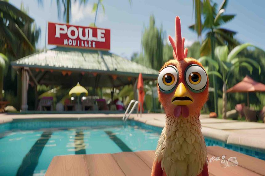 Poule mouillée Pas Cap — œuvre d'art animalier humoristique Ouafish