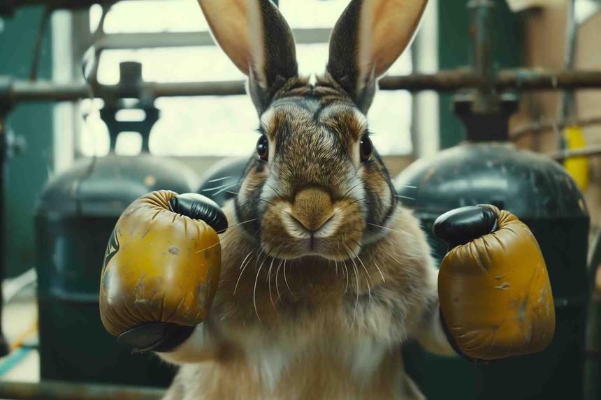 Rocky Rabbit Direct — œuvre d'art animalier humoristique Ouafish