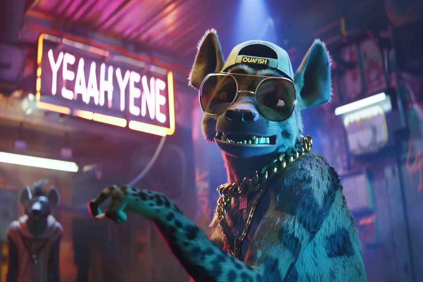 Yeaahyene Steevy — œuvre d'art animalier humoristique Ouafish